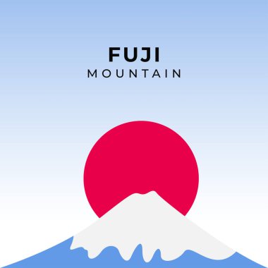 Fuji Dağı Doğa Vektör Şablon Tasarımı Çizimi