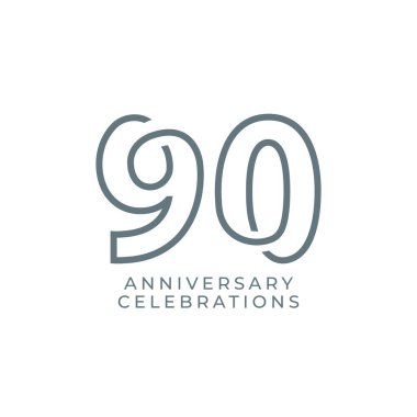 90. Yıldönümü Kutlama Vektör Şablonu Tasarım İllüstrasyonu