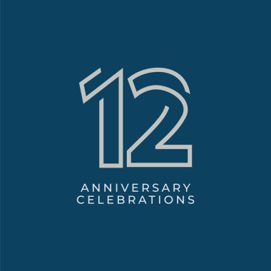 12. Yıldönümü Kutlama Vektör Şablonu Tasarım İllüstrasyonu