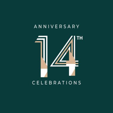 14. Yıldönümü Kutlama Şablonu Tasarım Çizimi