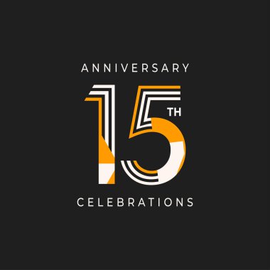 15. Yıldönümü Kutlama Şablonu Tasarım Çizimi