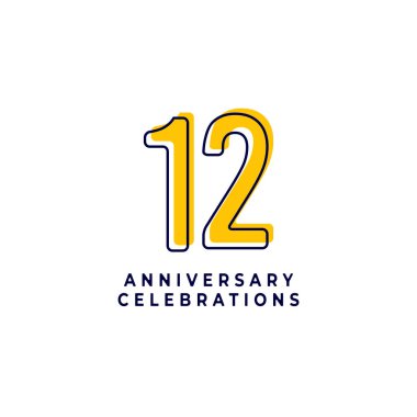 12. Yıldönümü Kutlama Şablonu Tasarım İllüstrasyonu