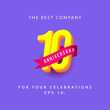Kutlama Vektörü Şablon Tasarımınız için 10. Yıldönümü