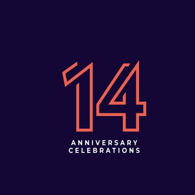 14. Yıldönümü Kutlama Vektör Şablonu Tasarım İllüstrasyonu