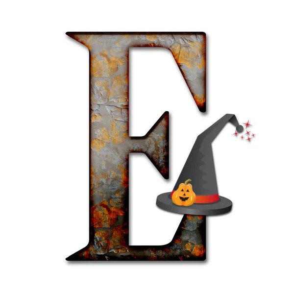 Rendu Alphabet Halloween Lettre Majuscule Avec Chapeau Sorcier Orné Citrouille — Photo