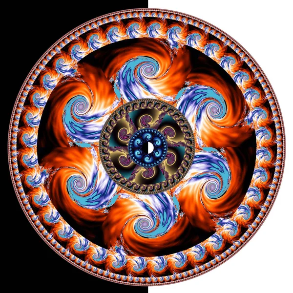 Render Van Plastic Kleurrijke Mooie Fractal Mandala Dubbele Achtergrond — Stockfoto