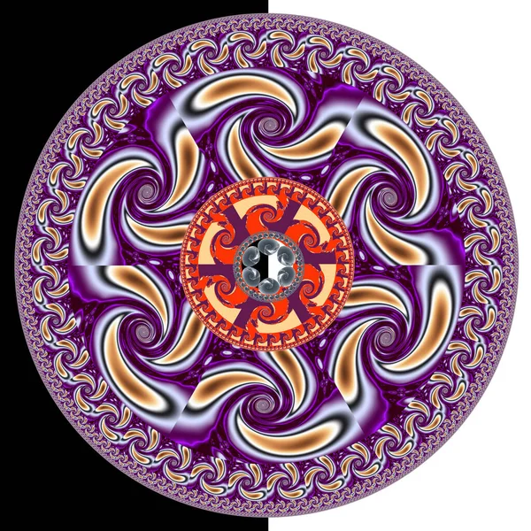 Renderowanie Plastiku Kolorowypełne Ładne Mandala Fraktalna Podwójnym Tle — Zdjęcie stockowe