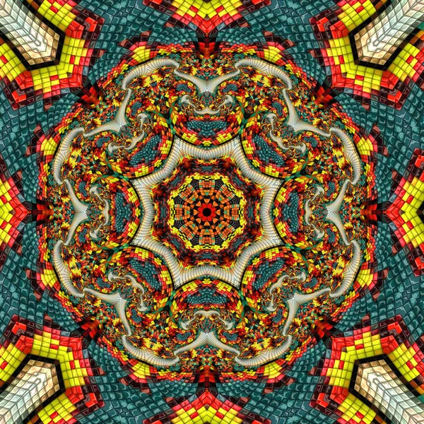 Rendering Von Kunststoff Hintergrundfliese Mit Geprägtem Hochglanz Mandala Puffs Pixel — Stockfoto