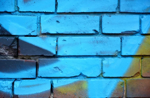 Eski tuğla duvar renkli grafiti — Stok fotoğraf