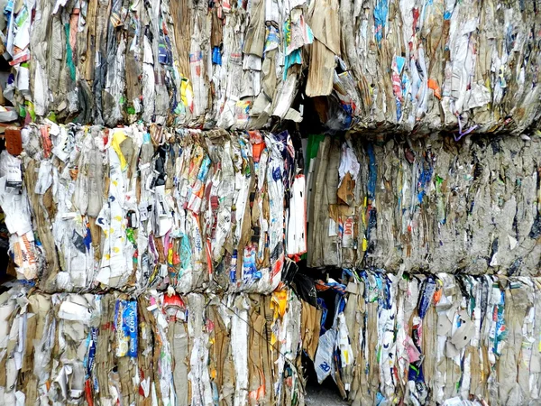 Prasowane papieru i kartonu do recyklingu — Zdjęcie stockowe