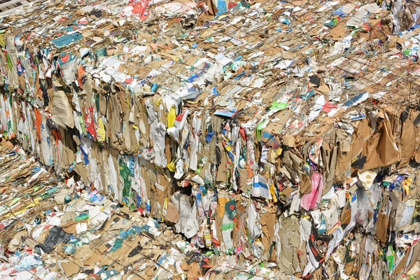 Papier i tektura skompresowane do recyklingu — Zdjęcie stockowe