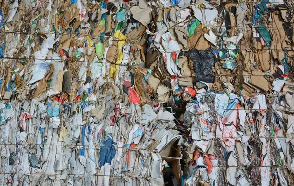 Papír és karton újrahasznosítás tömörített — Stock Fotó