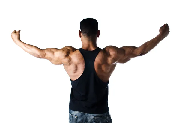 Bodybuilder tillbaka, armar och axlar — Stockfoto