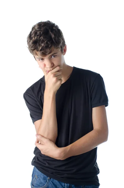 Dubious thoughtful teen boy thinking — Stock Photo, Image