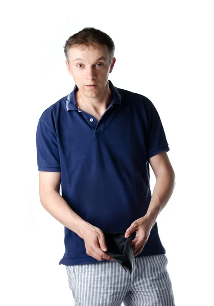 Poor man with empty wallet — Stock Photo, Image