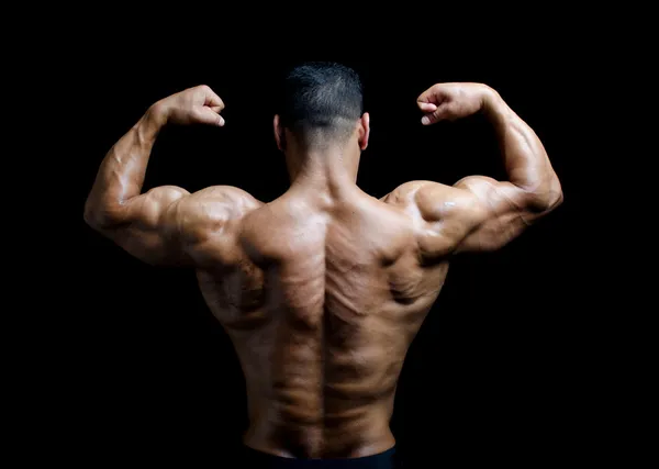 Back, shoulders and arms of muscular bodybuilder — Stock Photo, Image