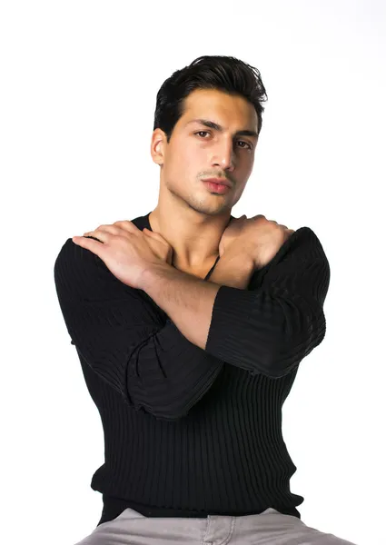 Brown eyed, black haired latin man on white — Stock Photo, Image