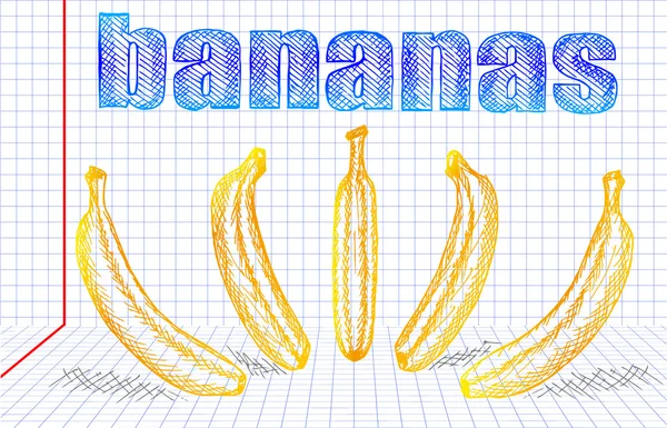 Esboço de bananas — Vetor de Stock