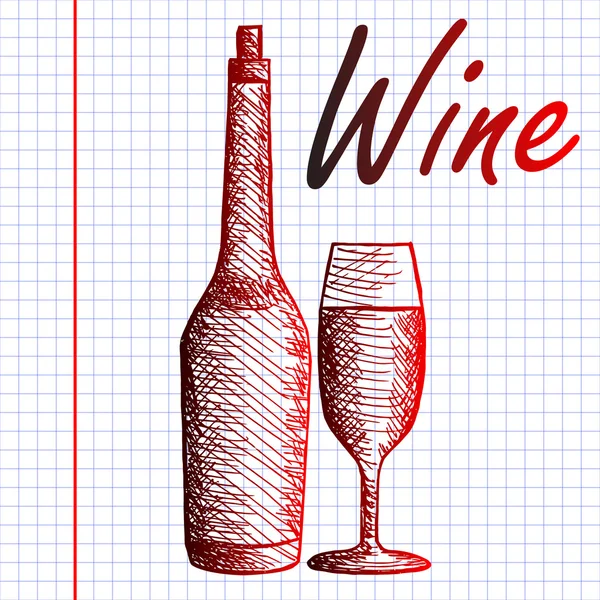 Esboço de vinho — Vetor de Stock