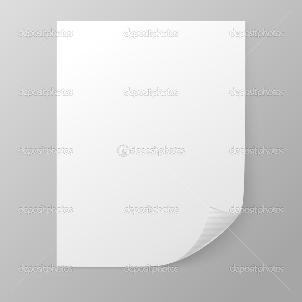 White paper sheet on grey background.