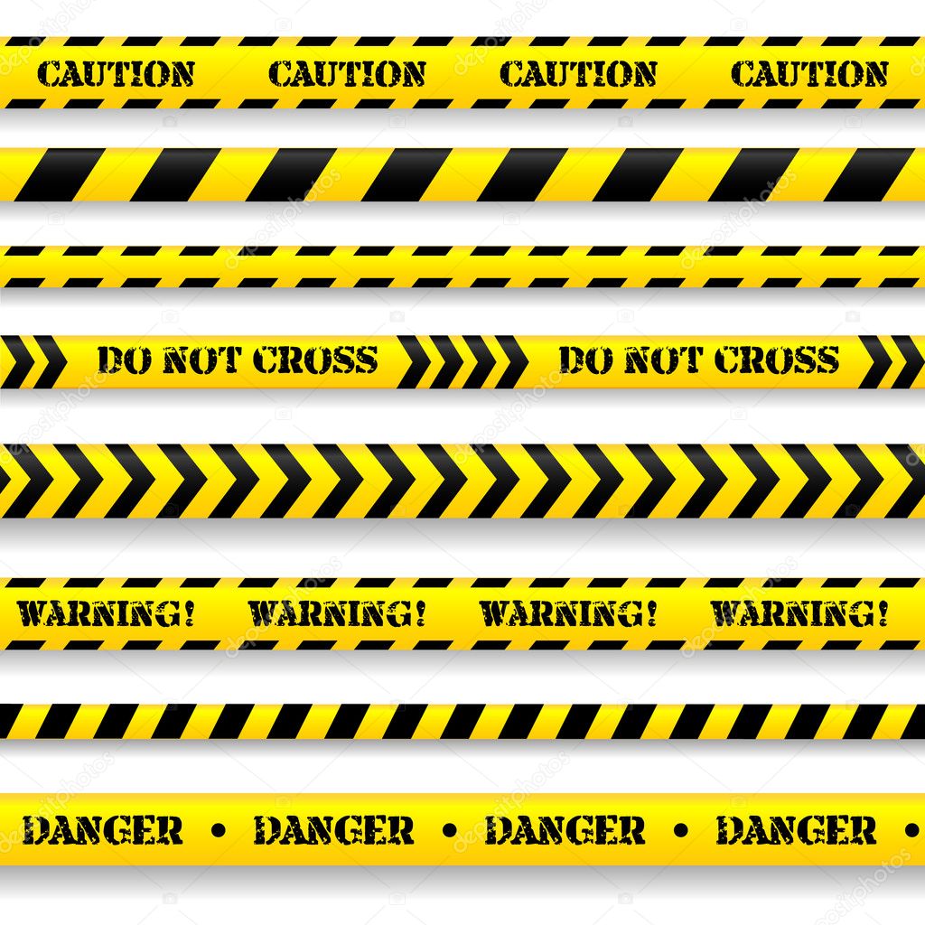 Set of caution tapes.