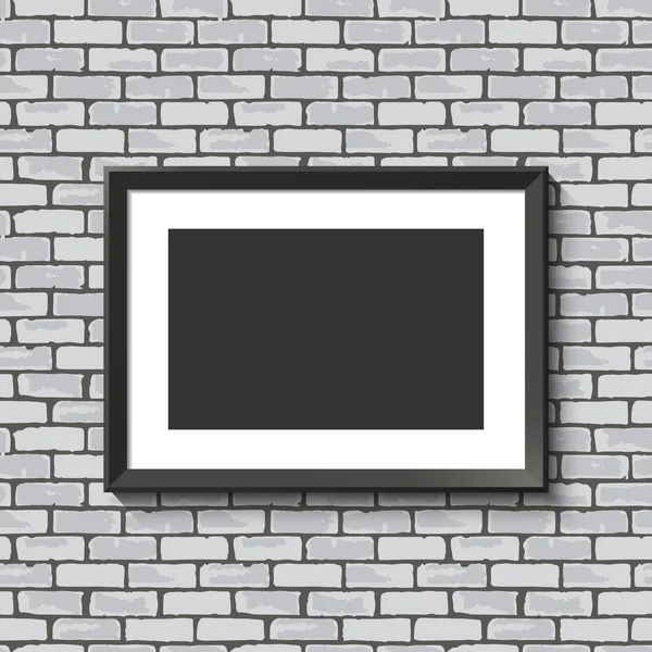 Black frame on brick wall. — Stock Vector