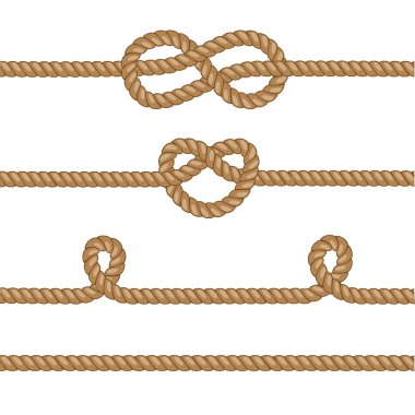 Set of ropes with knots. clipart