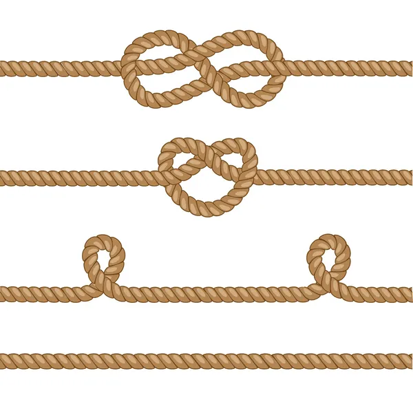 Conjunto de cuerdas con nudos . — Archivo Imágenes Vectoriales