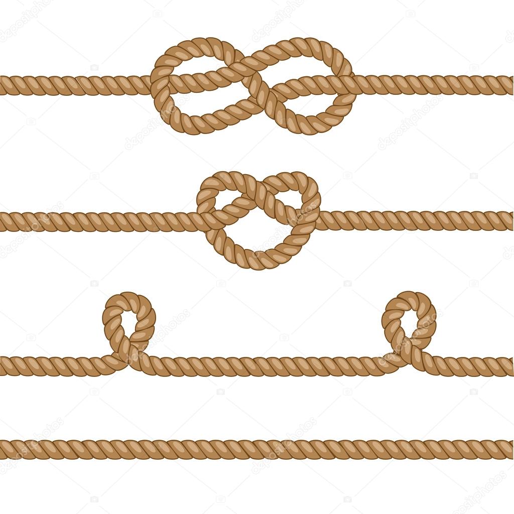 Set of ropes with knots.