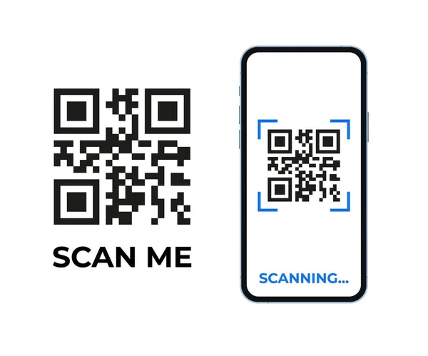 QR code scan on phone screen, scan me template. — Stock Vector