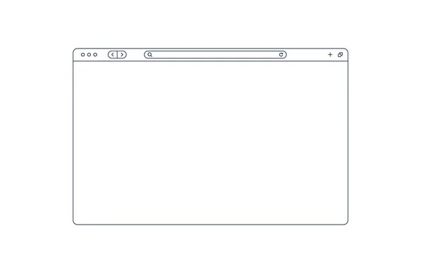 Ventana del navegador de línea en color negro, página de Internet. — Vector de stock