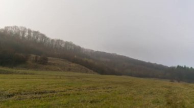 Autumn Landscape With Fog In The Hills