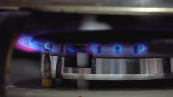 Gás Está Ligado Fogão Gás — Vídeo de Stock
