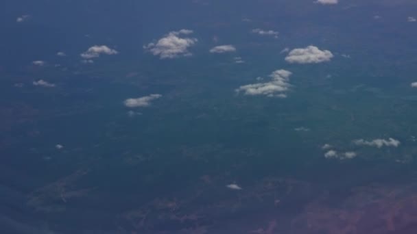 Aerial View Airplane Porthole Clouds — Wideo stockowe