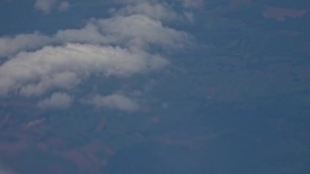 Aerial View Airplane Porthole Clouds — Vídeos de Stock