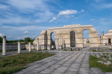The ruins of the Great Basilica, which is the largest Christian cathedral in medieval Europe near Pliska - capital city of the First Bulgarian Empire.	