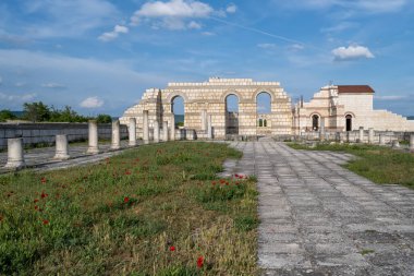 The ruins of the Great Basilica, which is the largest Christian cathedral in medieval Europe near Pliska - capital city of the First Bulgarian Empire.	