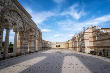 Details of the ruins of The Great Basilica, which is the largest Christian cathedral in medieval Europe near Pliska - capital city of the First Bulgarian Empire.	