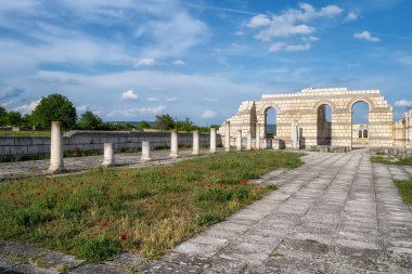 The ruins of the Great Basilica, which is the largest Christian cathedral in medieval Europe near Pliska - capital city of the First Bulgarian Empire.	