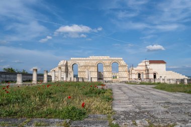 The ruins of the Great Basilica, which is the largest Christian cathedral in medieval Europe near Pliska - capital city of the First Bulgarian Empire.	