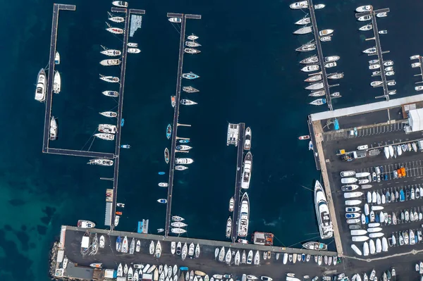 Top view with the small yacht port in the old town of Sozopol in Bulgaria. An ancient seaside town, one of the major seaside resorts in Bulgaria.