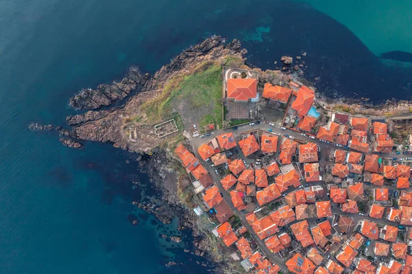 Top View Red Roofs Houses Rocky Coastline Black Sea Old — Foto Stock