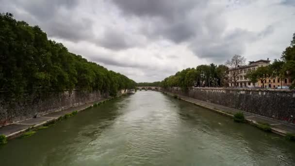 Time Lapse Video Met Ponte Principe Amedeo Savoia Aosta Tiber — Stockvideo