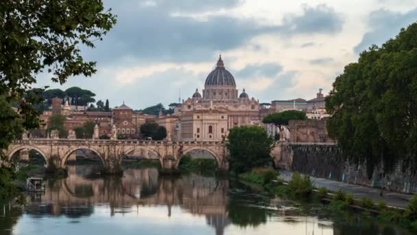 Time Lapse Video Rome Skyline Famous Βατικανό Peter Basilica Angelo — Αρχείο Βίντεο
