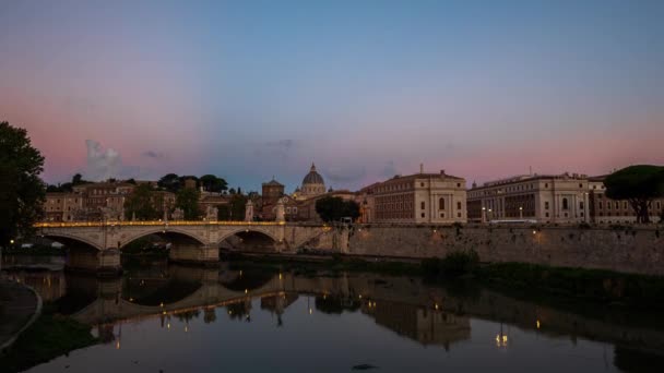 Time Lapse Video Night Day Rome Skyline Famous Βατικανό Peter — Αρχείο Βίντεο