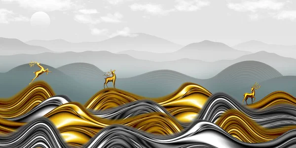 황금색 구름을 상징하는 의산들 — 스톡 사진
