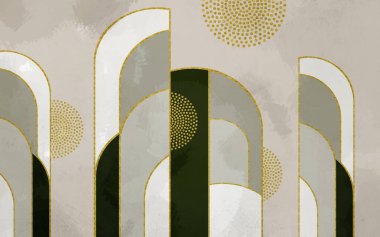 3d illustration wall decor canvas flat art colorful shapes circles and lines minimalist design