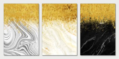 Duvar dekorasyonu için 3D soyut mermer duvar kağıdı. Resin jeot ve soyut duvar sanatı, fonksiyonel sanat, suluboya jeot boyası gibi. altın, siyah, beyaz ve gri arkaplan