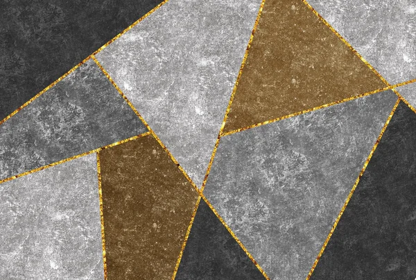 3d absract wallpaper. grunge background with lines. black, gray and golden marble with golden lines