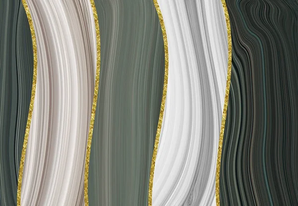 abstract marble 3d wallpaper mural. golden lines, gray, turquoise, black and white background